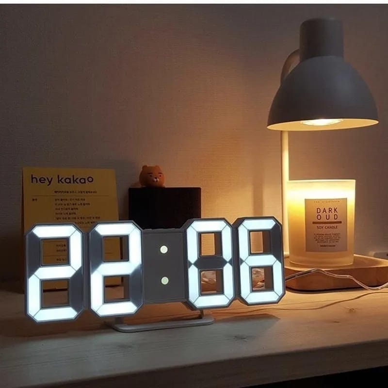 3D LED Digital Wall Clock with Alarm, Calendar &amp; Temperature Display