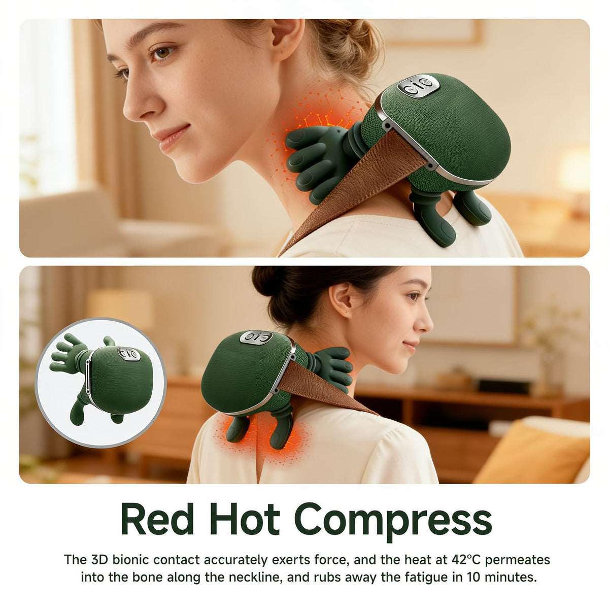 Green Hand Shape Massager – Portable Manual Body Massage Tool