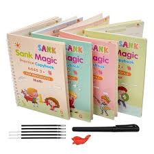 4 Pcs Sank Magic Practice Books Set with 10 Refills &amp; Pen Gripper