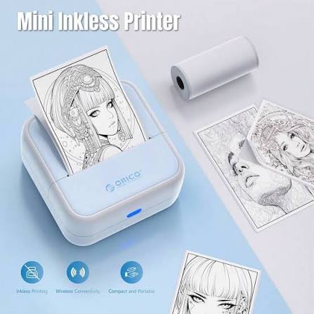 Portable Bluetooth Mini Thermal Printer – Inkless Pocket Printer with 30 Paper Rolls