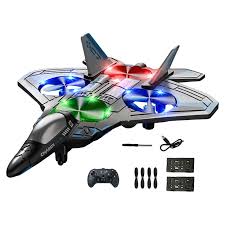 Remote Control Fighter Jet Aircraft with LED Lights – Rechargeable Toy