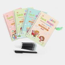 4 Pcs Sank Magic Practice Books Set with 10 Refills &amp; Pen Gripper