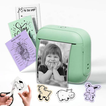 Portable Bluetooth Mini Thermal Printer – Inkless Pocket Printer with 30 Paper Rolls