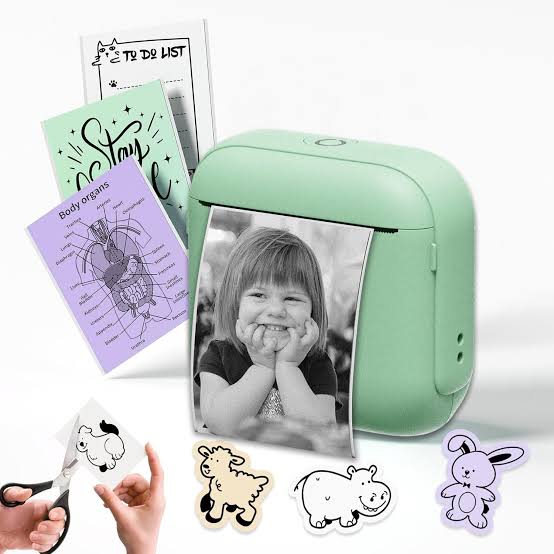 Portable Bluetooth Mini Thermal Printer – Inkless Pocket Printer with 30 Paper Rolls