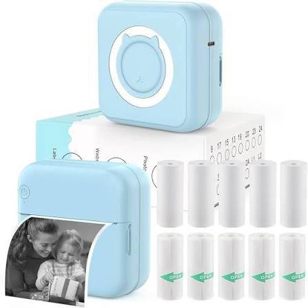 Portable Bluetooth Mini Thermal Printer – Inkless Pocket Printer with 30 Paper Rolls